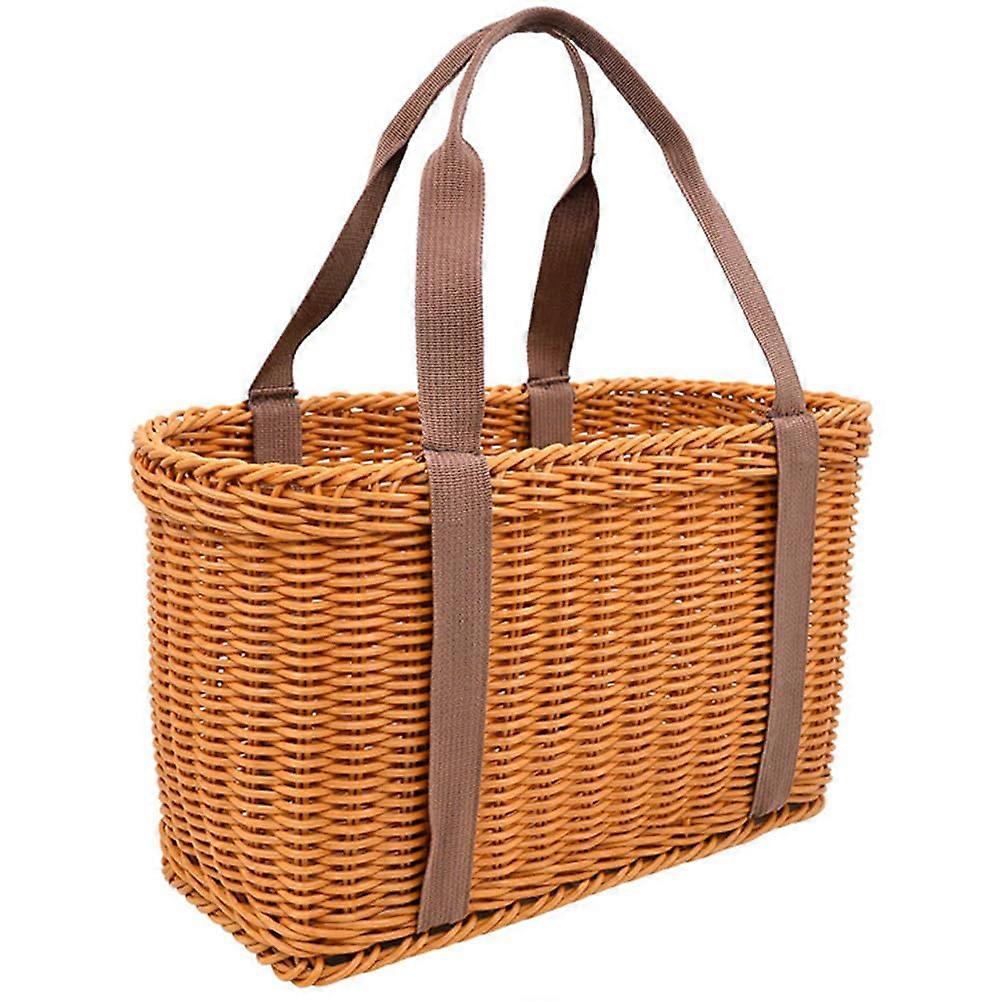 Woven Basket with Handle, Imitation Wicker Handheld Picnic Basket Shopping Basket