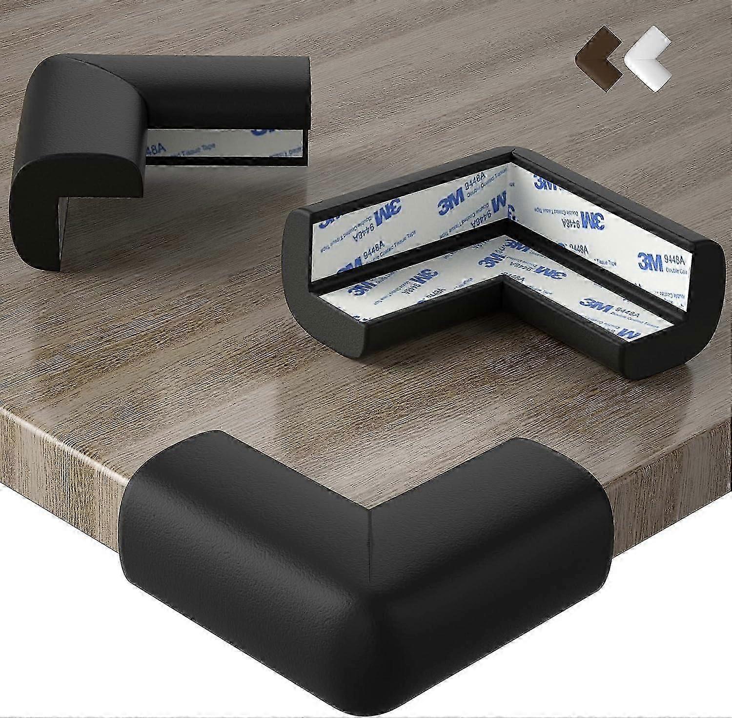 20ラバーコーナープロテクター-赤ちゃんを最大限に保護するラージクッション(ブラック)