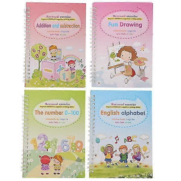 4pcs Kids English Practice Copybook Practical Training Copybook (random Pattern)