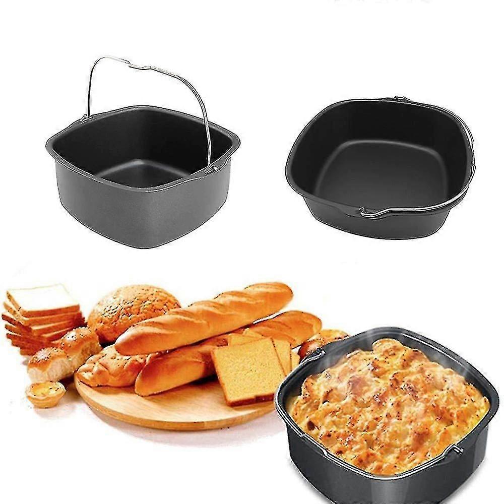 Household 8 Inch Air Fryer Accessories Durable Nonstick Square Baking Basket Cake Bucket Home Kitchen Tool For Hd9925/hd9860