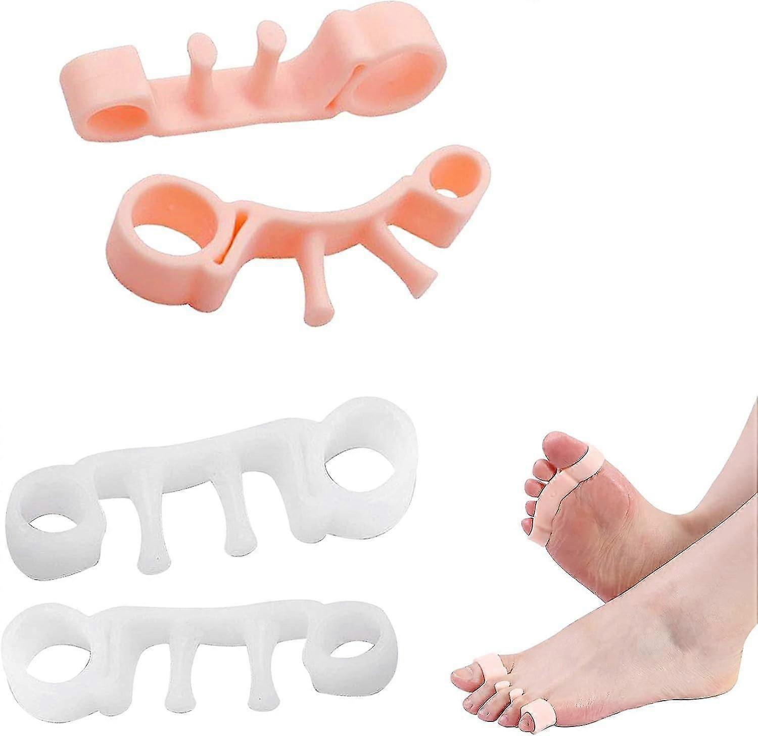 4 Pairs Toe Separator Toe Protector Hallux Valgus Correction Large Small Toe Spacer Separator Toe Separator Silicone Socks