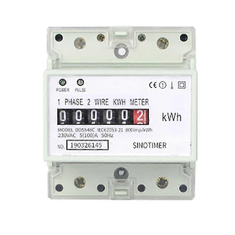 Electric Single Phase Two Wire Ac 220v 100a Energy Meter Kwh Counter Consumption Analog Electricity--As Shown