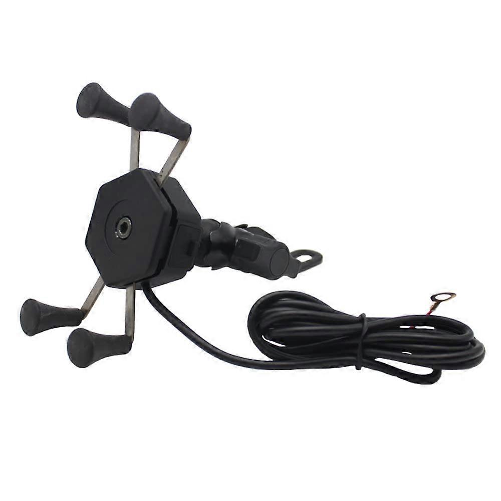 Motorcycle Phone Holder With USB Charging Interface, Fork Stem Mount, GPS Navigation Bracket, 4.7-6 Inch Phones