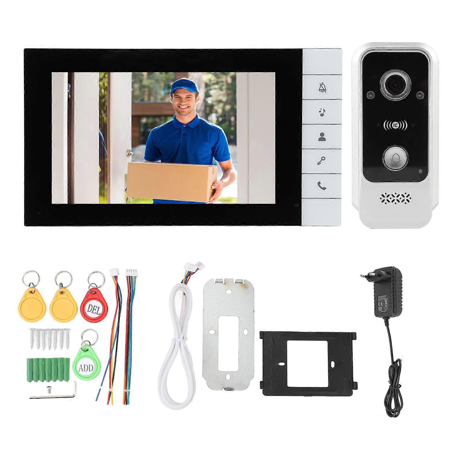 7" Video Doorbell Intercom Kit - HD Touchscreen, Night Vision, Weatherproof, IC Unlock