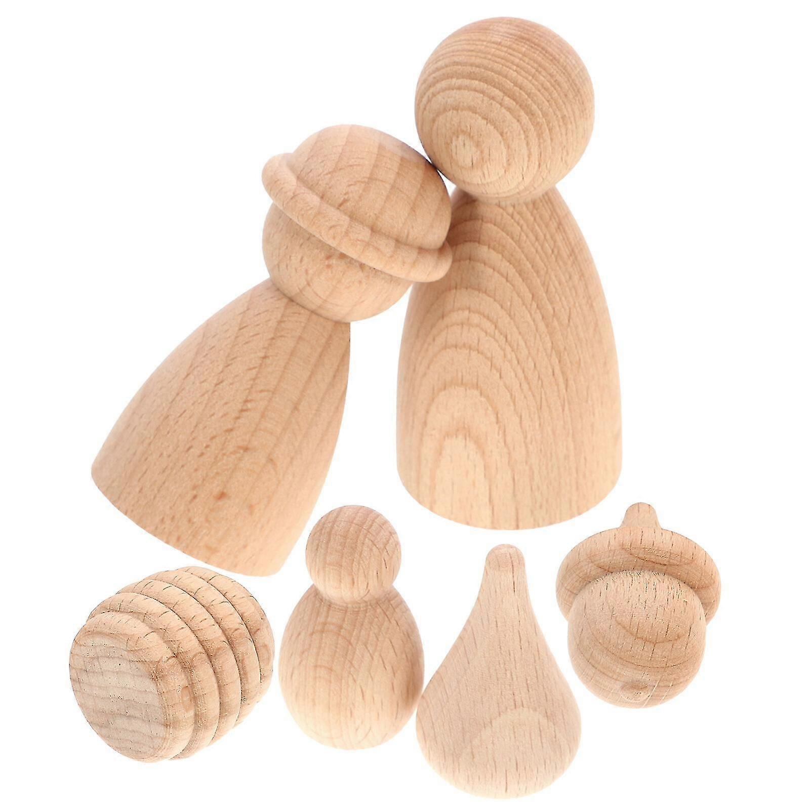 1 مجموعة DIY أوتاد خشبية دمية غير مكتملة فارغة خشبية الوتد الدمى الحرف غير المكتملة صنع اللوازم