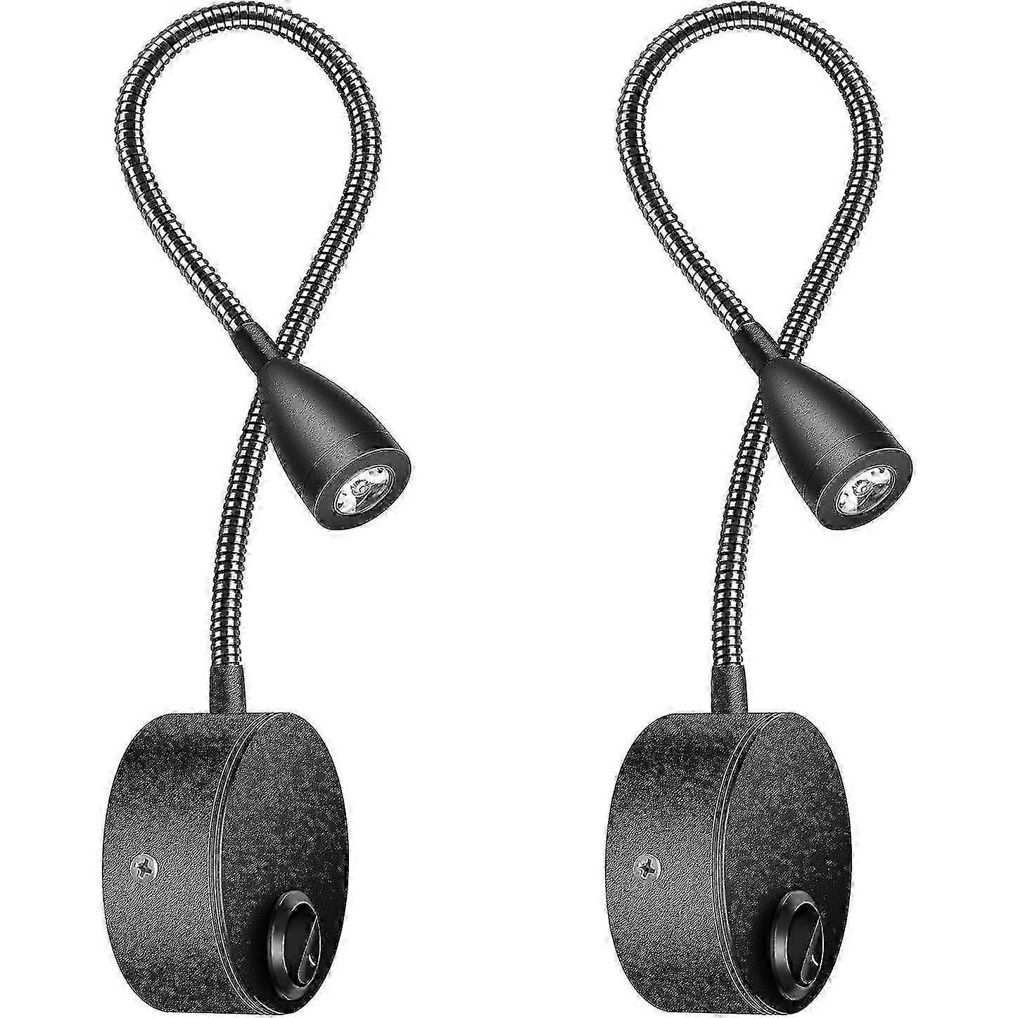 Sett med 2 nattlamper, LED, svart