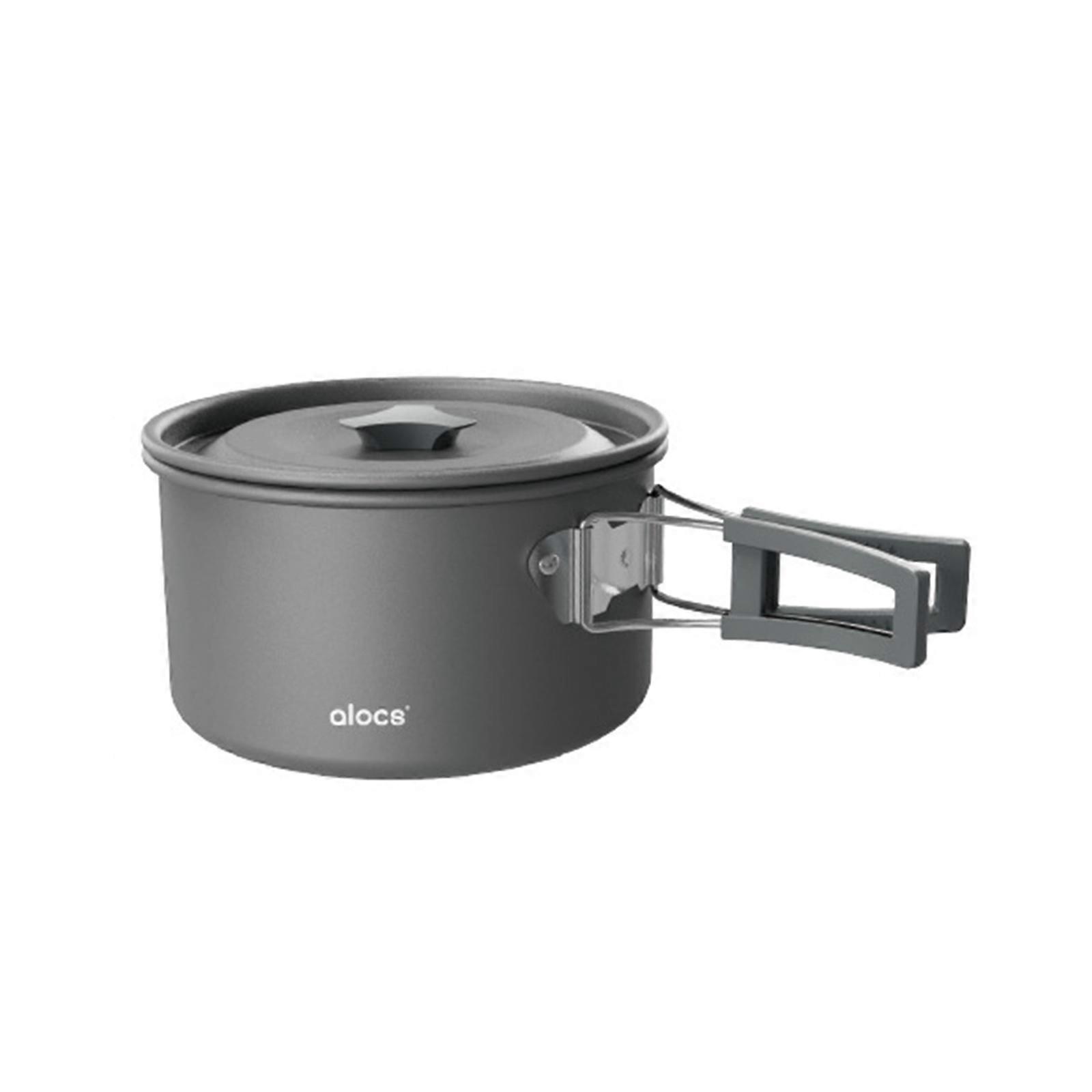 Camping Cooking Pot Aluminum Alloy Camping Cookware with Folding Handle for Camping Picnic Hiking