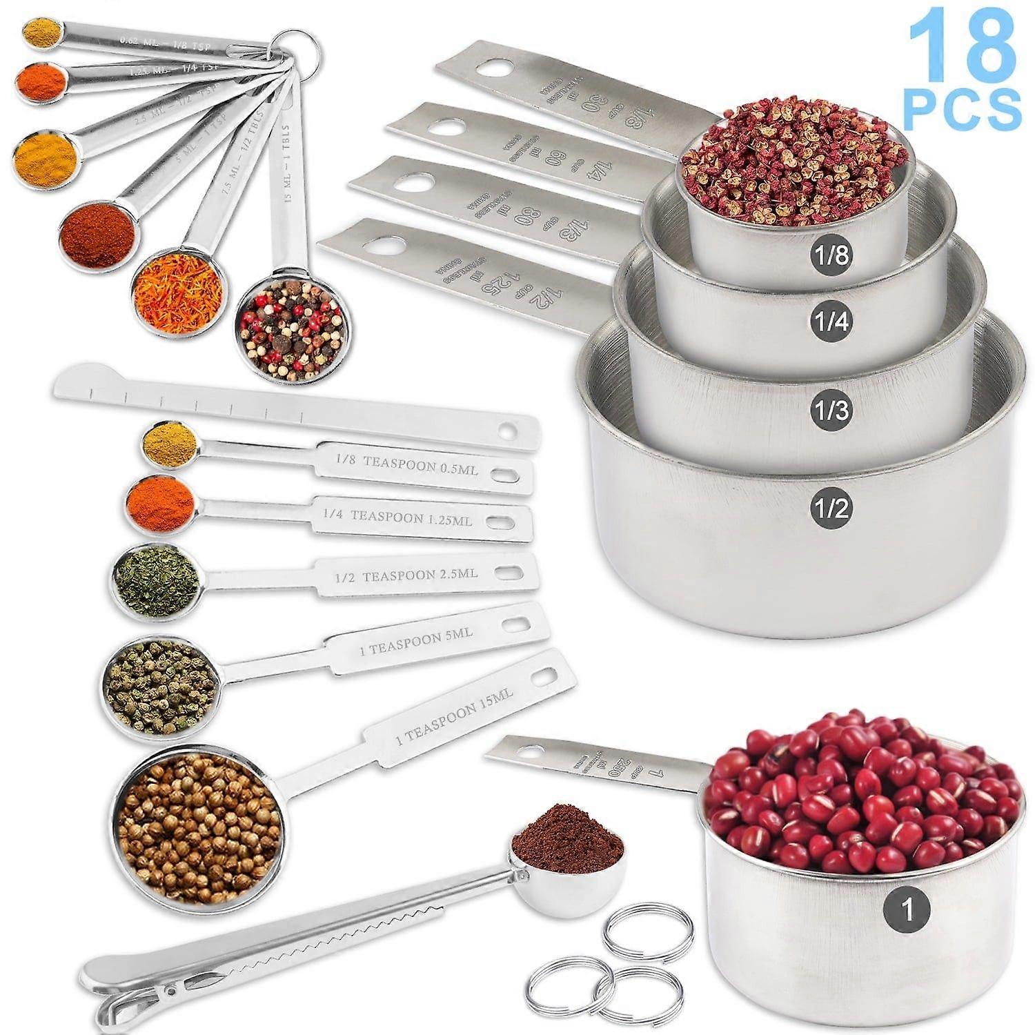 18 Piece Measuring Cups And Spoons Set Cooking Tools