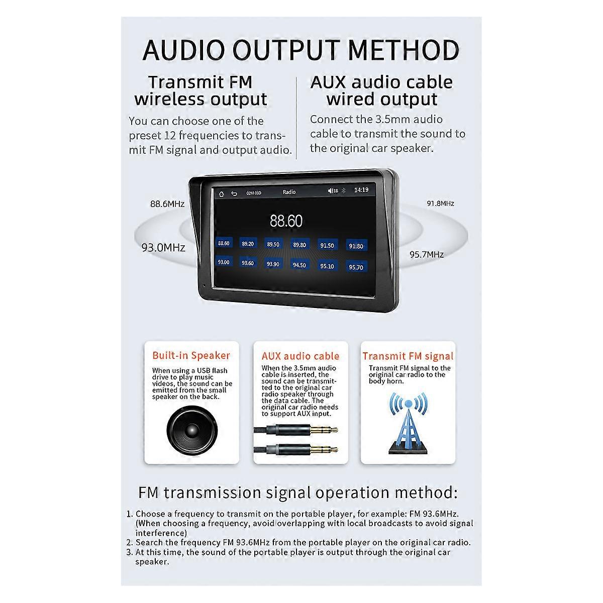 Wireless Carplay Screen Carplay Mp5 Car Mp5 Player GPS Black