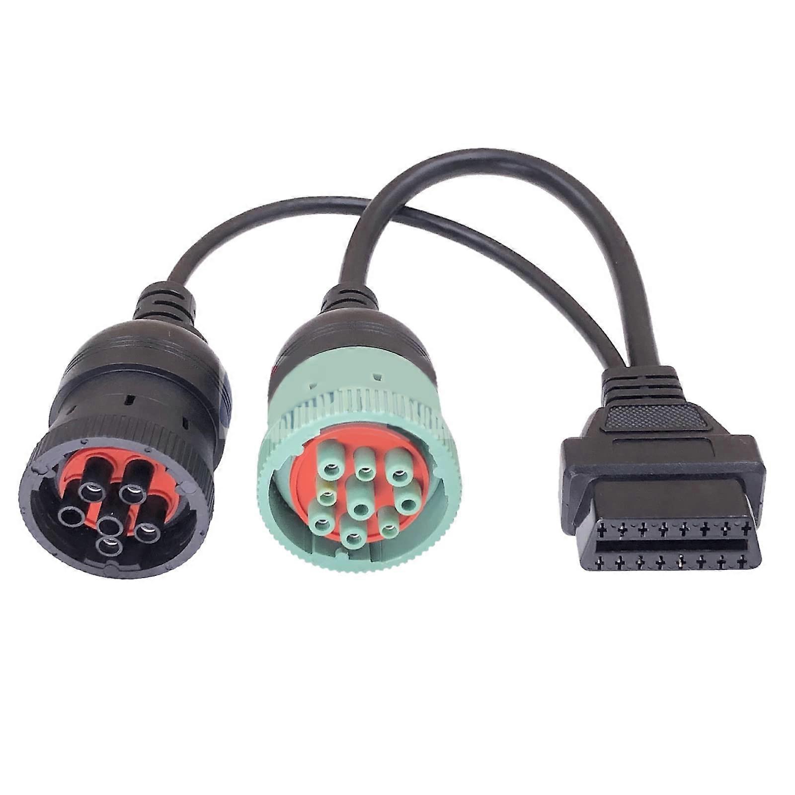 J1939 9-Pin & J1708 6-Pin Splitter Y-Cable For Freightliner Trucks OBD2 Diagnostic Connector J1939 To OBD2 Adapter