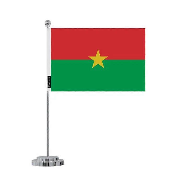 Burkina Faso Desk Flag – 14 x 21 cm – Polyester – Stainless Steel Base