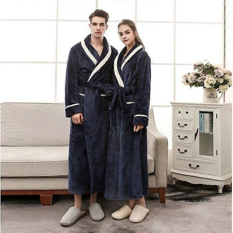 Terry Cotton Bathrobe - Navy - Size XXXL