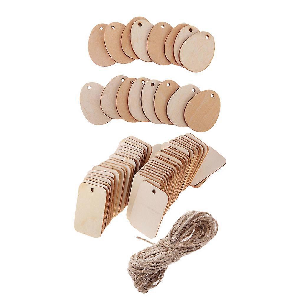 100x Natural Egg Rectangle Shape Wood Gift Tags Blank Wooden Hanging Label