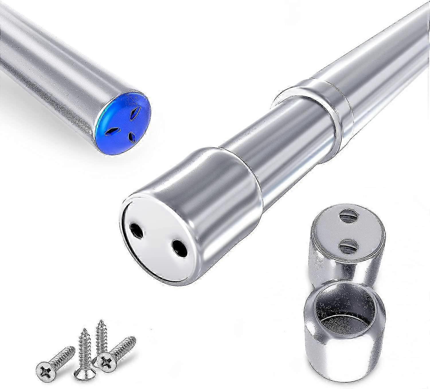 Adjustable Stainless Steel Clothing Rod and Accessories 57-100 Cm with End Caps and Screws for Enhanced Wardrobe Organization