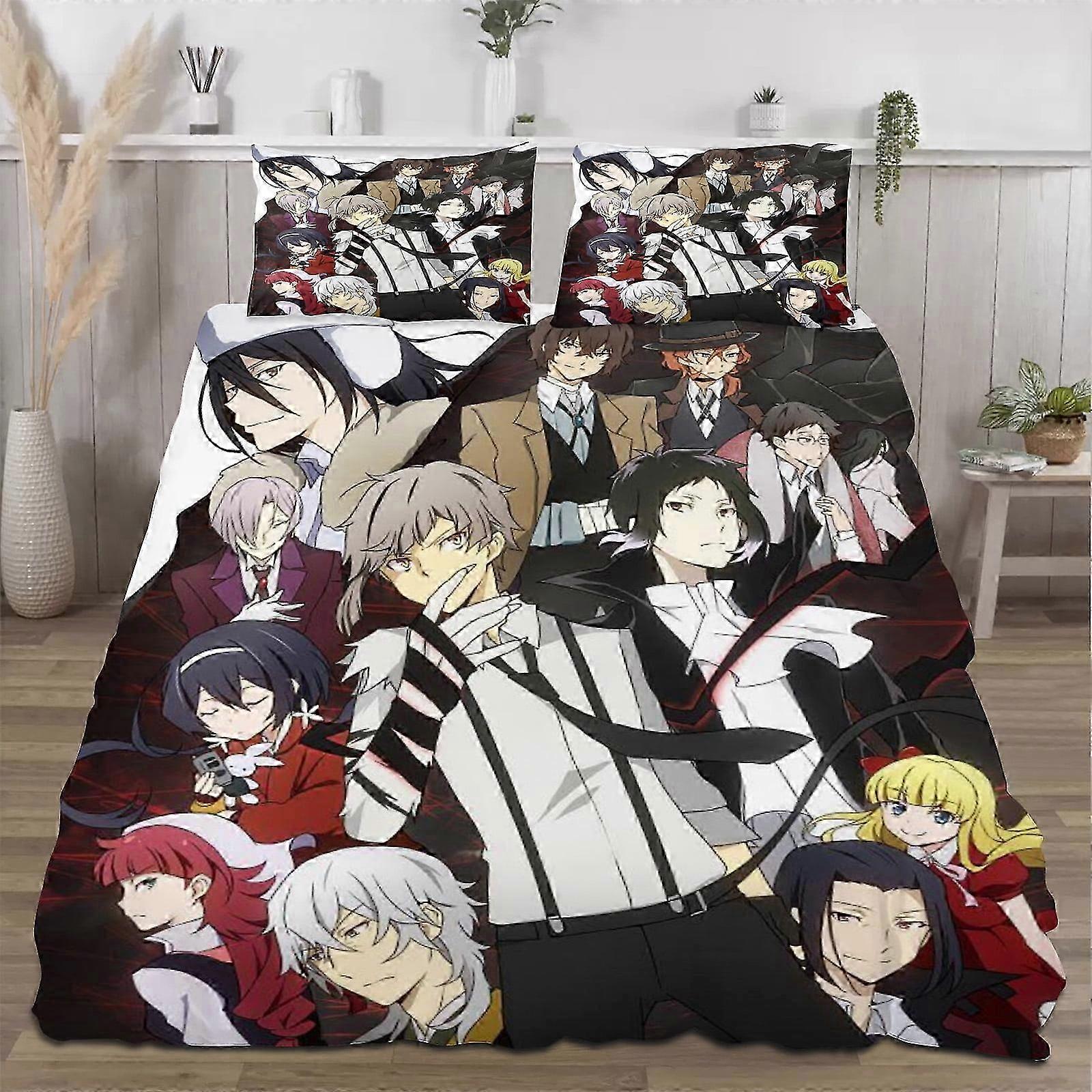 Queen Size Bed Sheets and Bedding Set for Bungo Stray Dogs Theme �C Soft Lightweight Quilt, 3 Pieces (1 Quilt, 2 Pillows) in Cozy Design