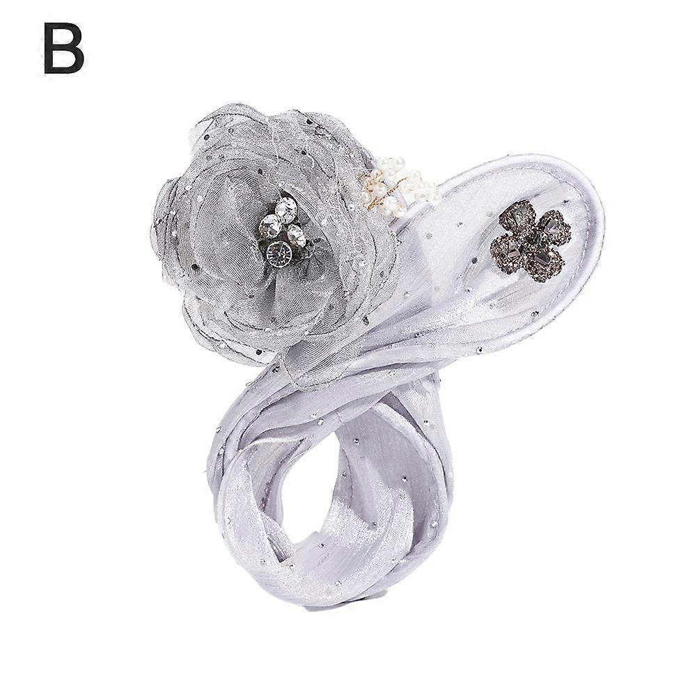 11#Gray Flower Pearl Branch Hair Drawer (B)$Flower Bow Lazy Hair Drawer Feminine Temperament Back of Head Twist Bun Hair Accessories