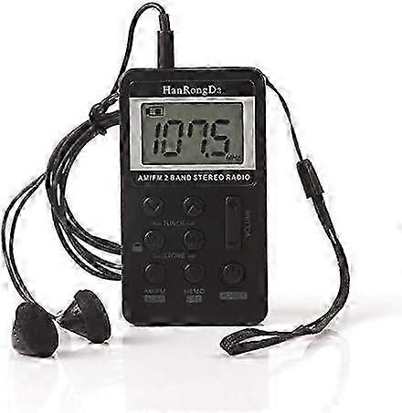 Digital Portable AM FM Radio, Mini Pocket Radio with LCD and Battery Symbol Display