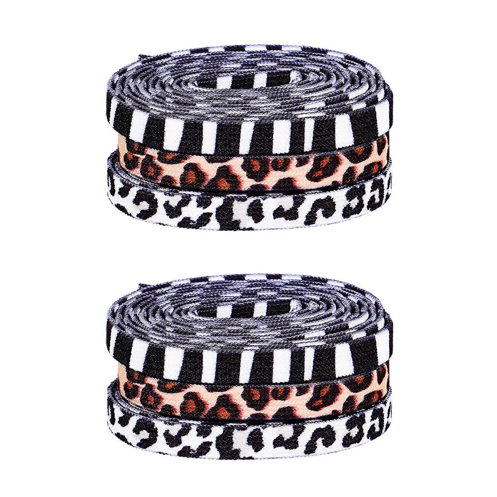 Animal Print Flat Shoelaces for Shoe Use 3Pairs Elastic Shoelaces
