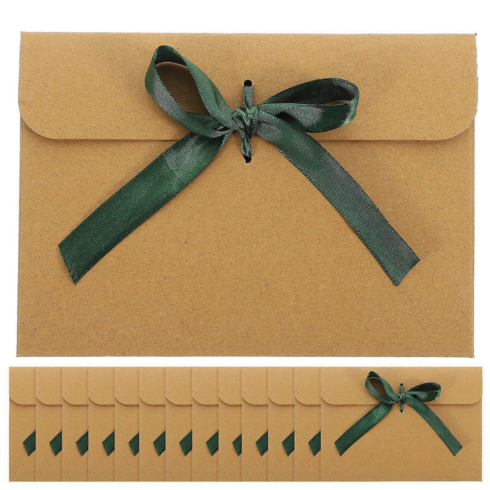 50pcs Vintage Paper Envelopes with Bowknot Tie, Simple Style Holders for Greeting Cards, Invitations and Letters, Perfect for All Occasions