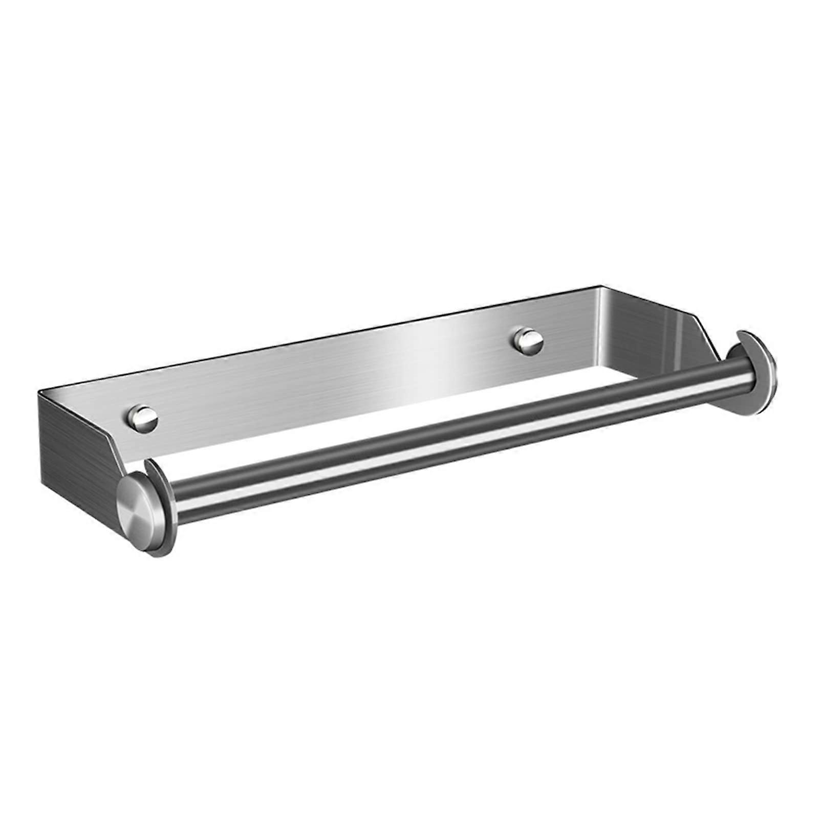 Multifunctional wallmounted tissue roll holder bathroom towel rack spacesaving silver Ref: 6871