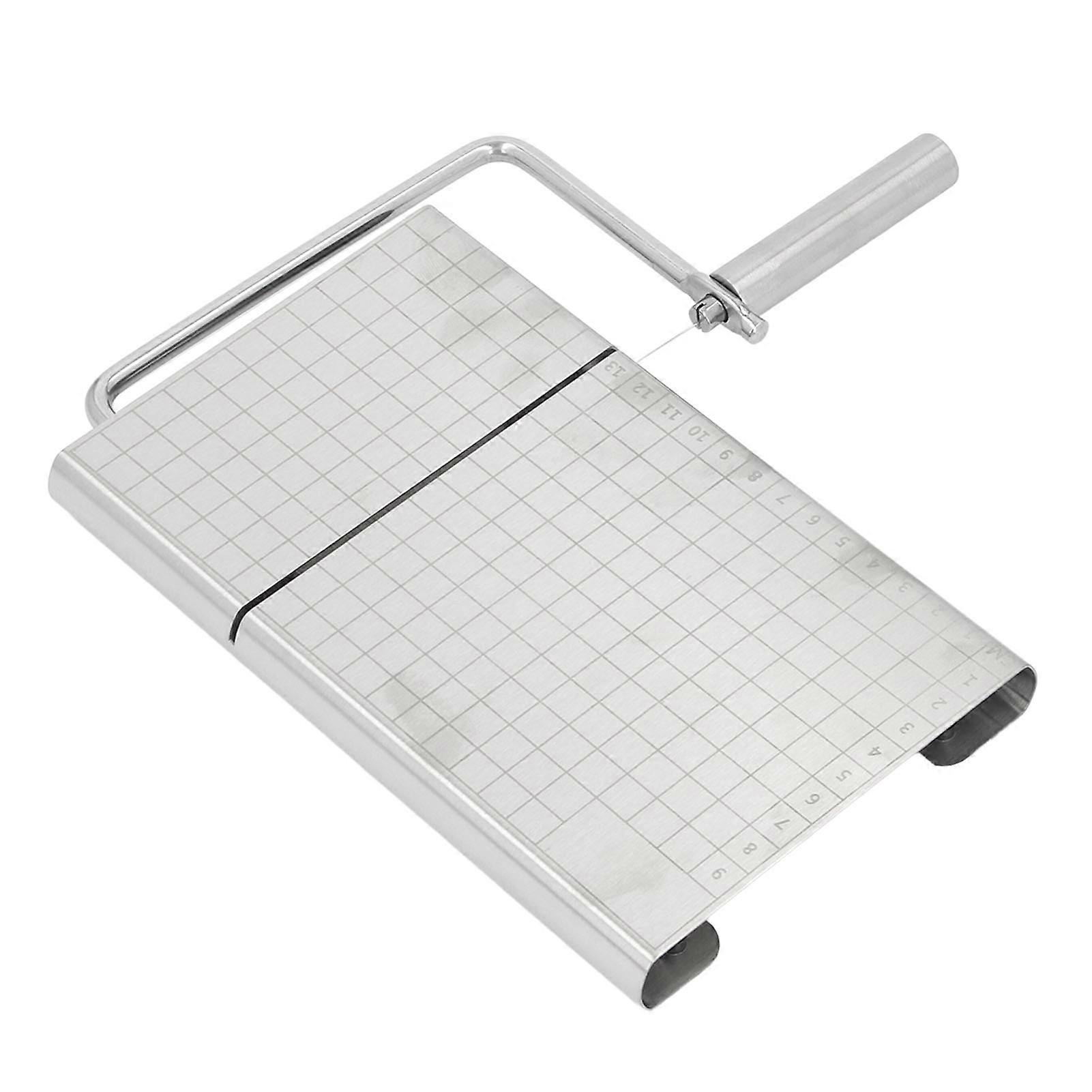 Stainless Steel Cheese Cutter Board with 5 Replacement Wires Multipurpose Precise Scale for Cheddar Butter Vegetables 