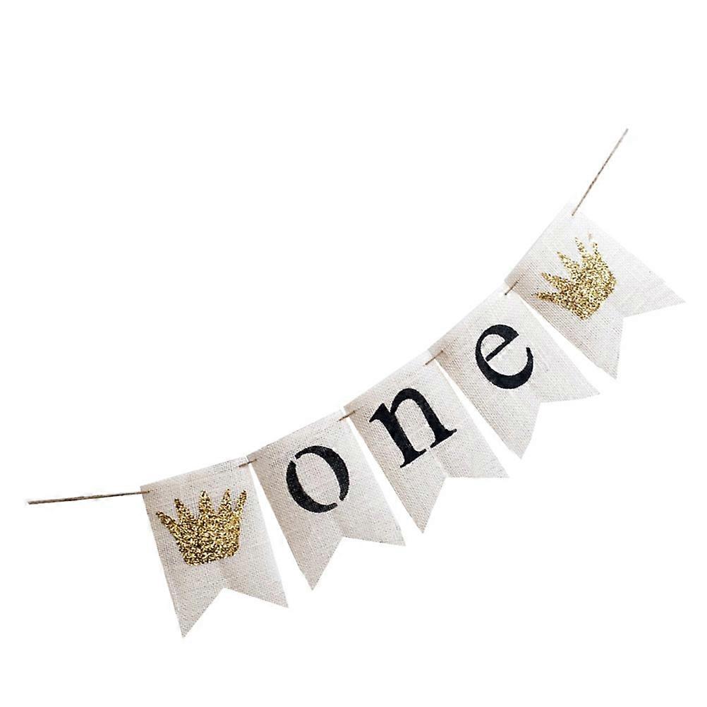 Cloth Flags Garland Pennant Banner Swallow-Tailed Triangle White 2m String Length Bedroom Decoration For Baby'S First Birthday Party 1Set