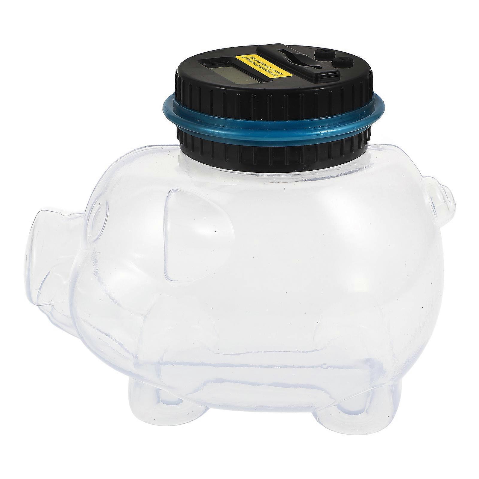 Transparent Digital Counting Money Box Piggy Bank with Cartoon Pig Design, Large Capacity Coin Storage Jar for Adults, Manual Buttons for Easy Saving