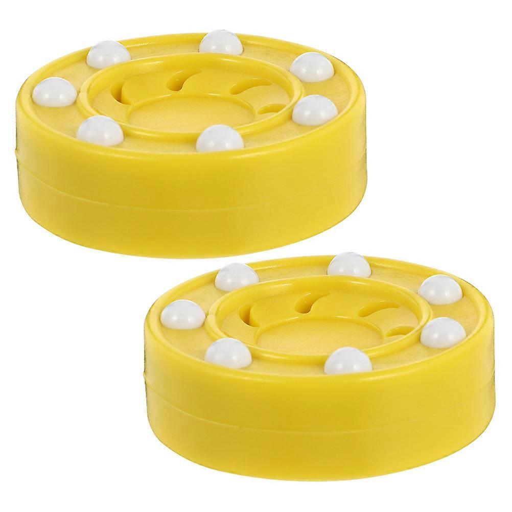 Hockey Accessories Ice Pucks For Training Professional Design Teens 7.50X7.50X3.00CM Yellow Plastic Roller Skating Practice 2Pcs