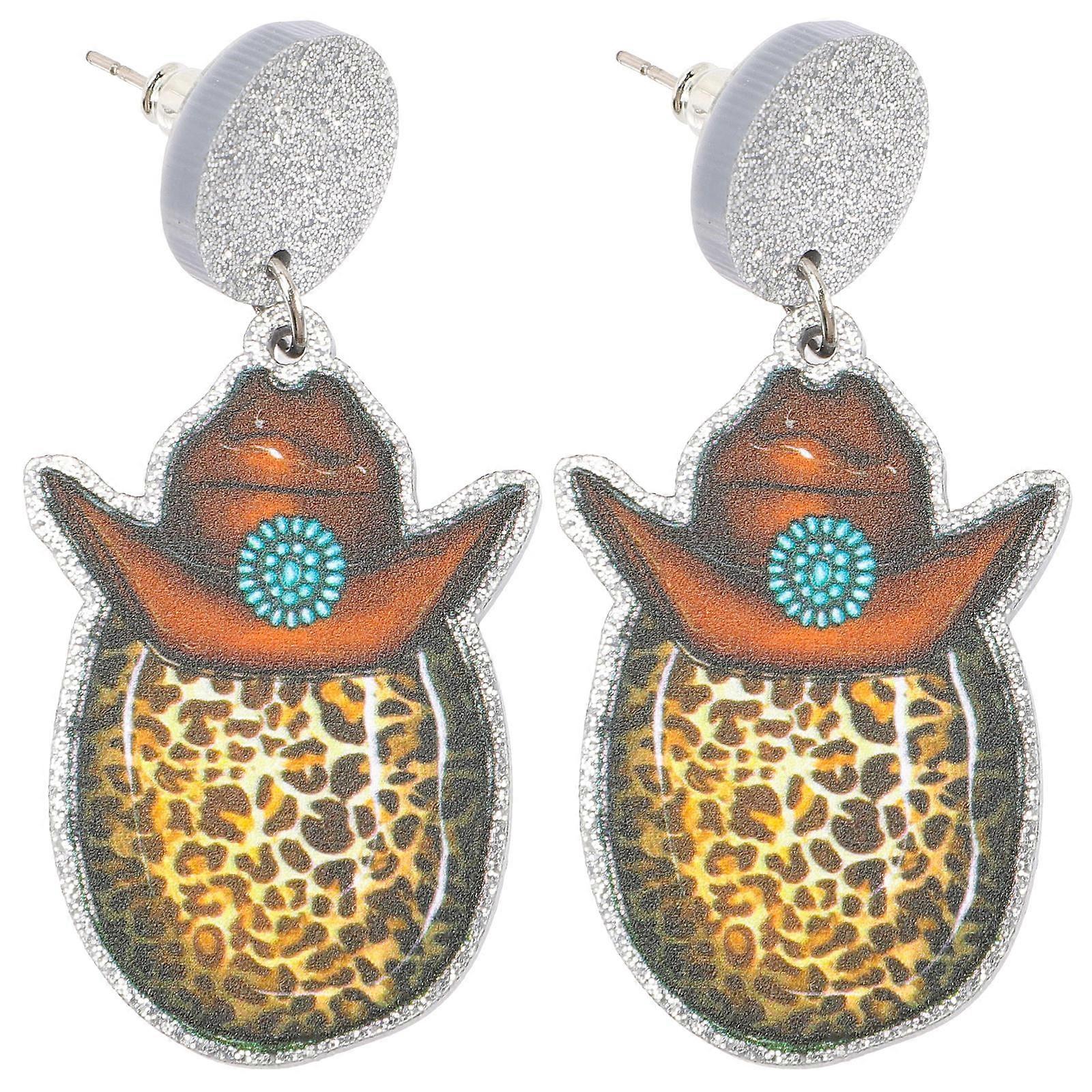 Fun Vacation Earrings Bohemia Dangle Design Multi Color Metal Acrylic 5x2.5cm 1Pair