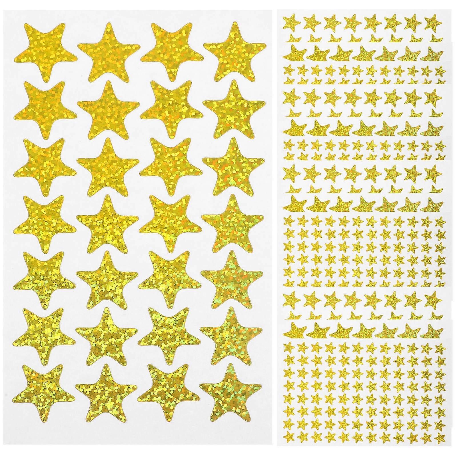Gold Star Pentagram Reward Stickers 30 Sheets Motivational Charts & Decorations for Classroom, Office, Home Easy Peel, High Definition Printed