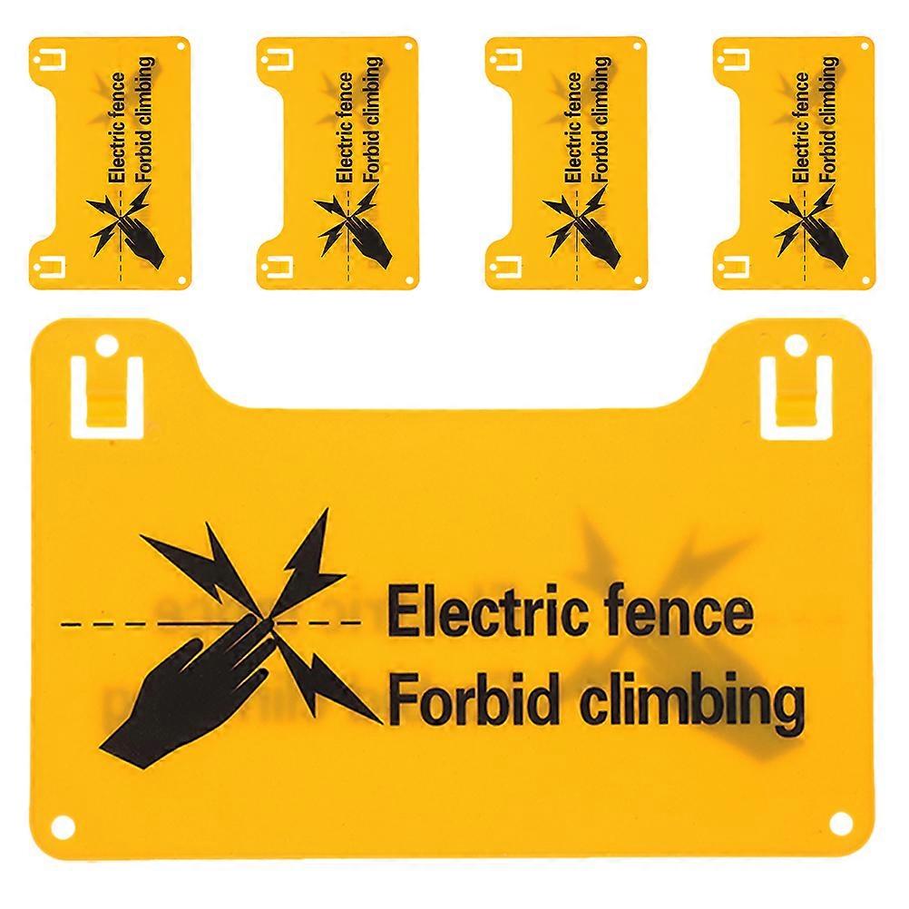 Plastic Electric Fence Warning Signs Prevent Unauthorized Access General Public Rectangular Bold Text Striking Graphics 5Pack