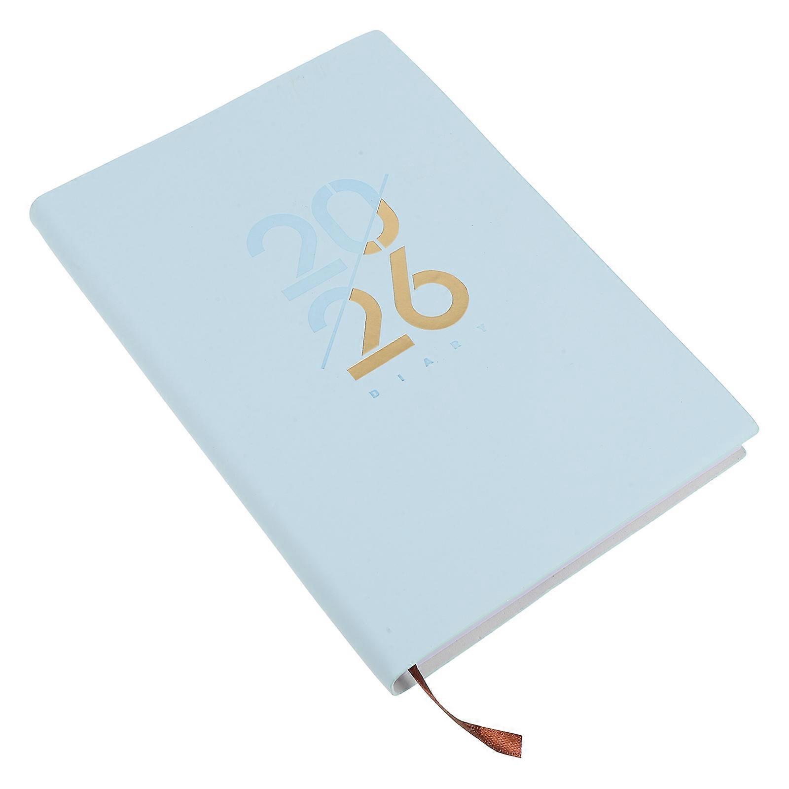 Daily Planner For Work A5 Size Meeting Notes Notebook Elegant Faux Leather Blue 1Pack