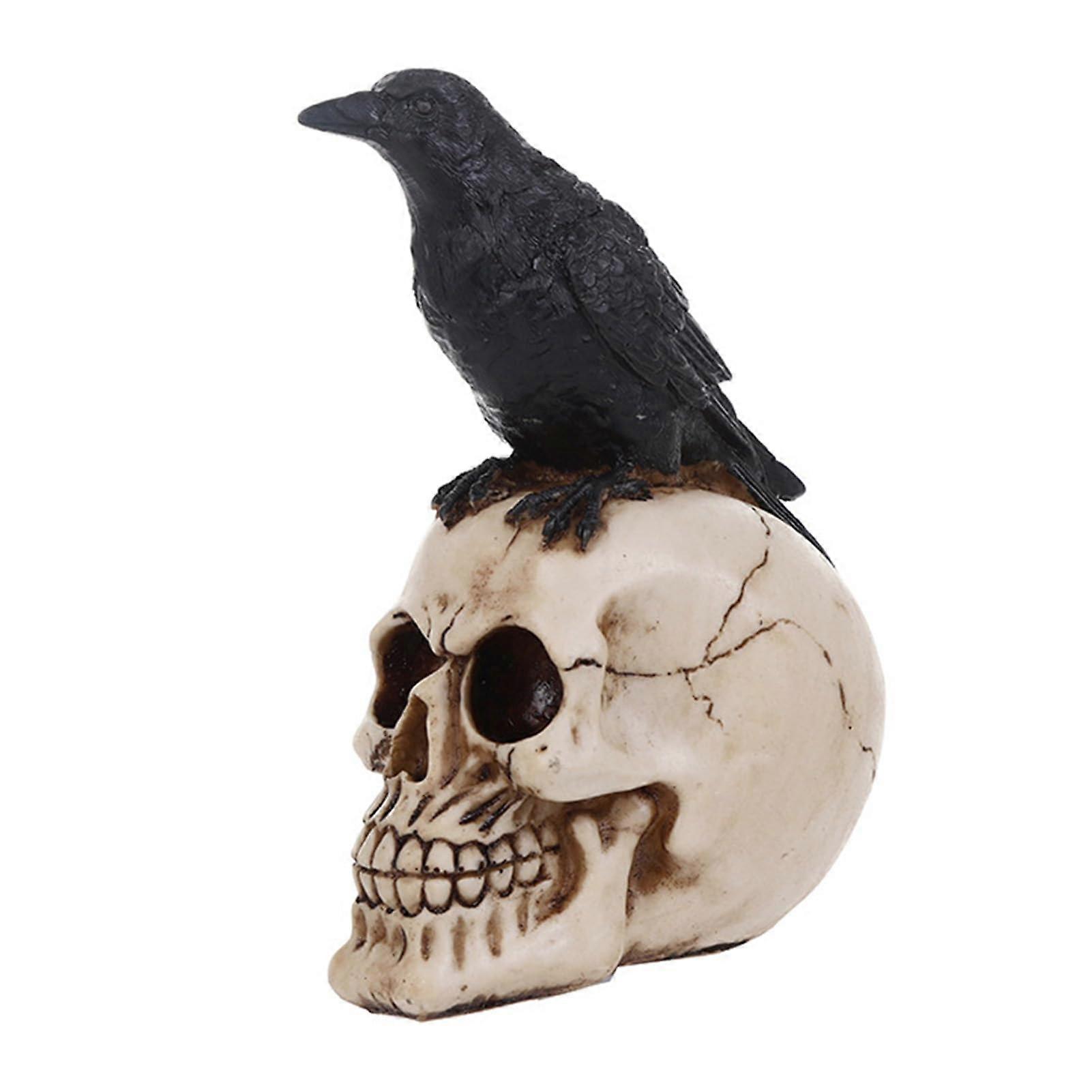 Overhead Crow Skull for Halloween Bar Home Table Decoration Small Decorative Figure Crow with Skulls Skulls Skull