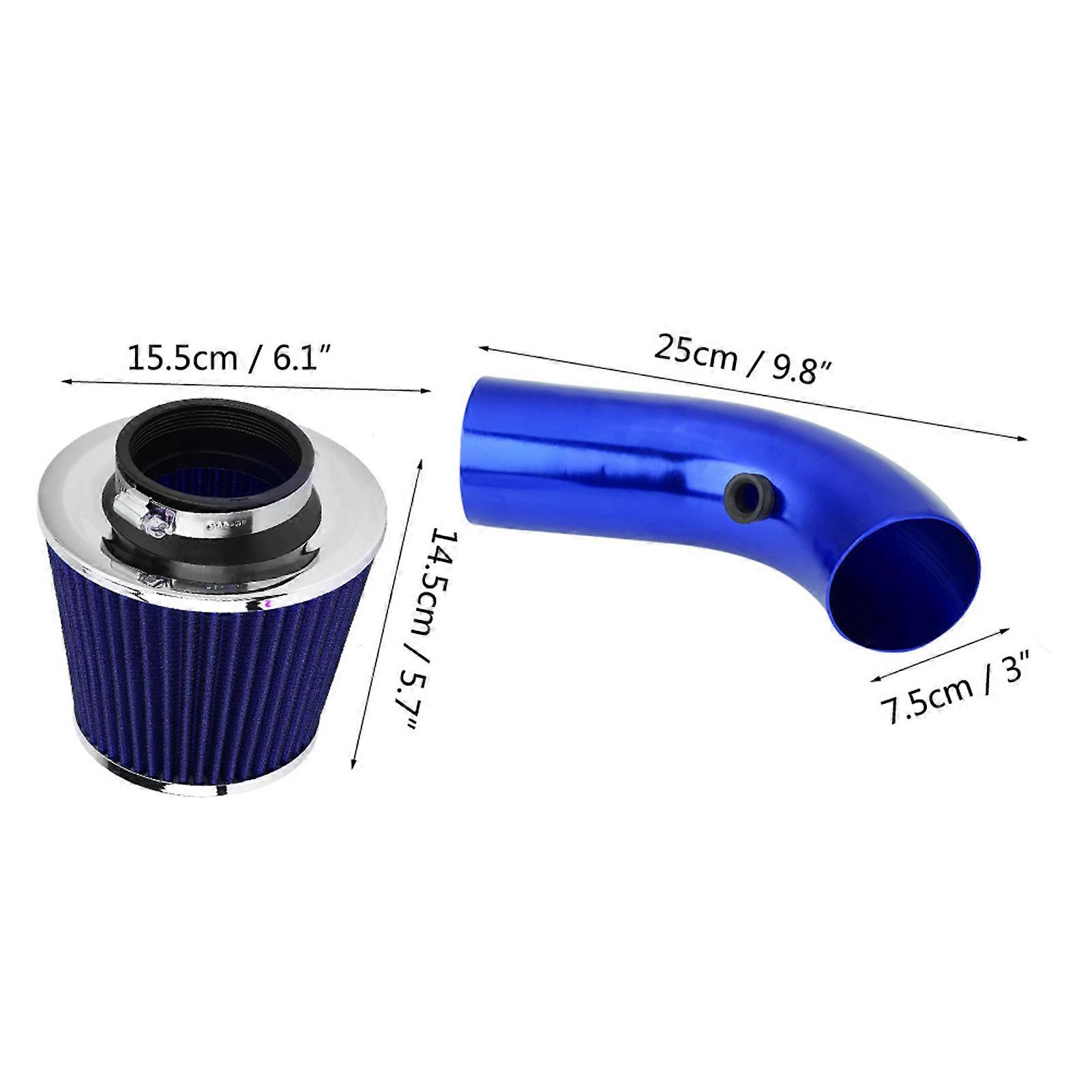 Universal 76mm 3inch Aluminum Car Cold Air Intake Pipe Kit Blue