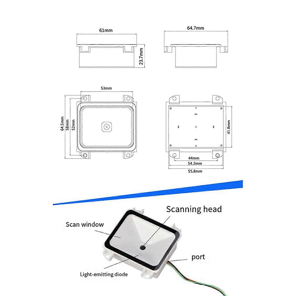 5X Embedded 2D Barcode Scanner USB QR Barcode Reader RS232 TTL Interface Kiosk Kleine feste Installation