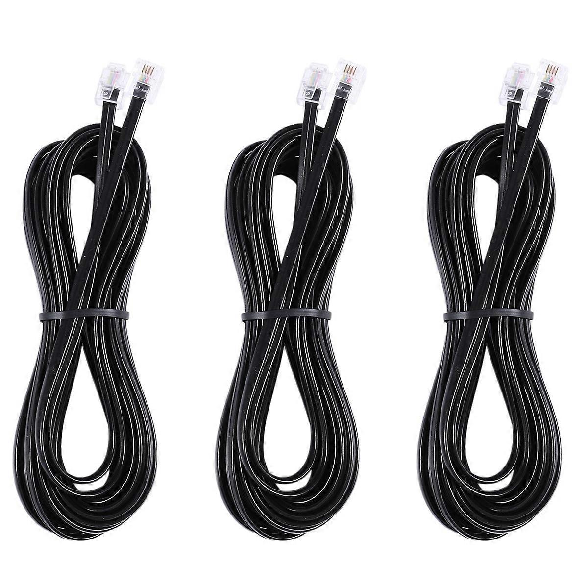 3X RJ11 6P4C Telephone Cable Cord ADSL Modem 5 Meters