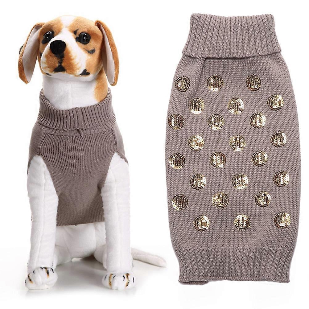 Pulls pour animaux de compagnie Chien Pull Chaud Fourrure Lavable en Machine Gris Taille L Pour Automne Hiver 1Set