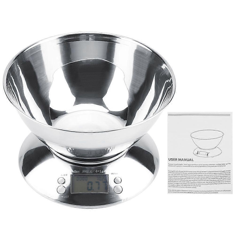 5kg/0.1g Precise Digital Electronic Kitchen Scale Stainless Steel Food Baking Weighing Balance