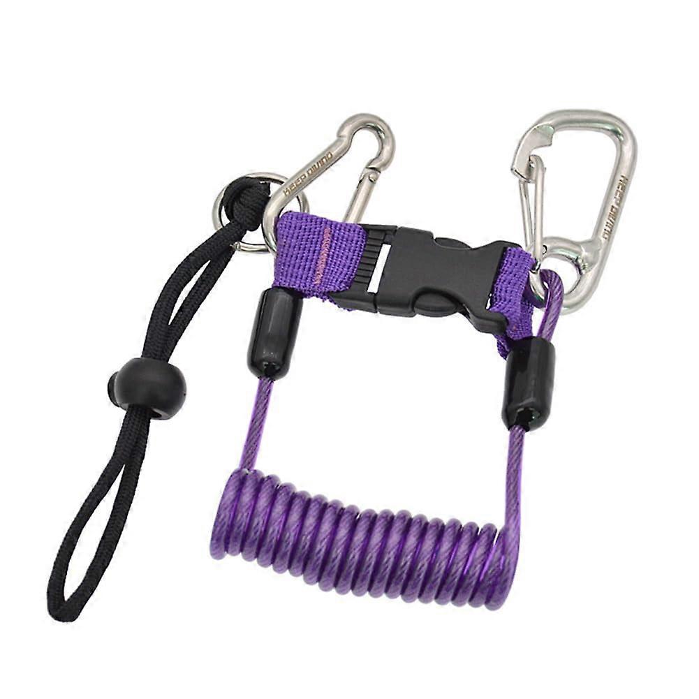 Diving Camera Lanyard with Quick Release Buckle, Anti-Lost Coil Spring, Spiral Rope for Underwater Flashlight, Purple