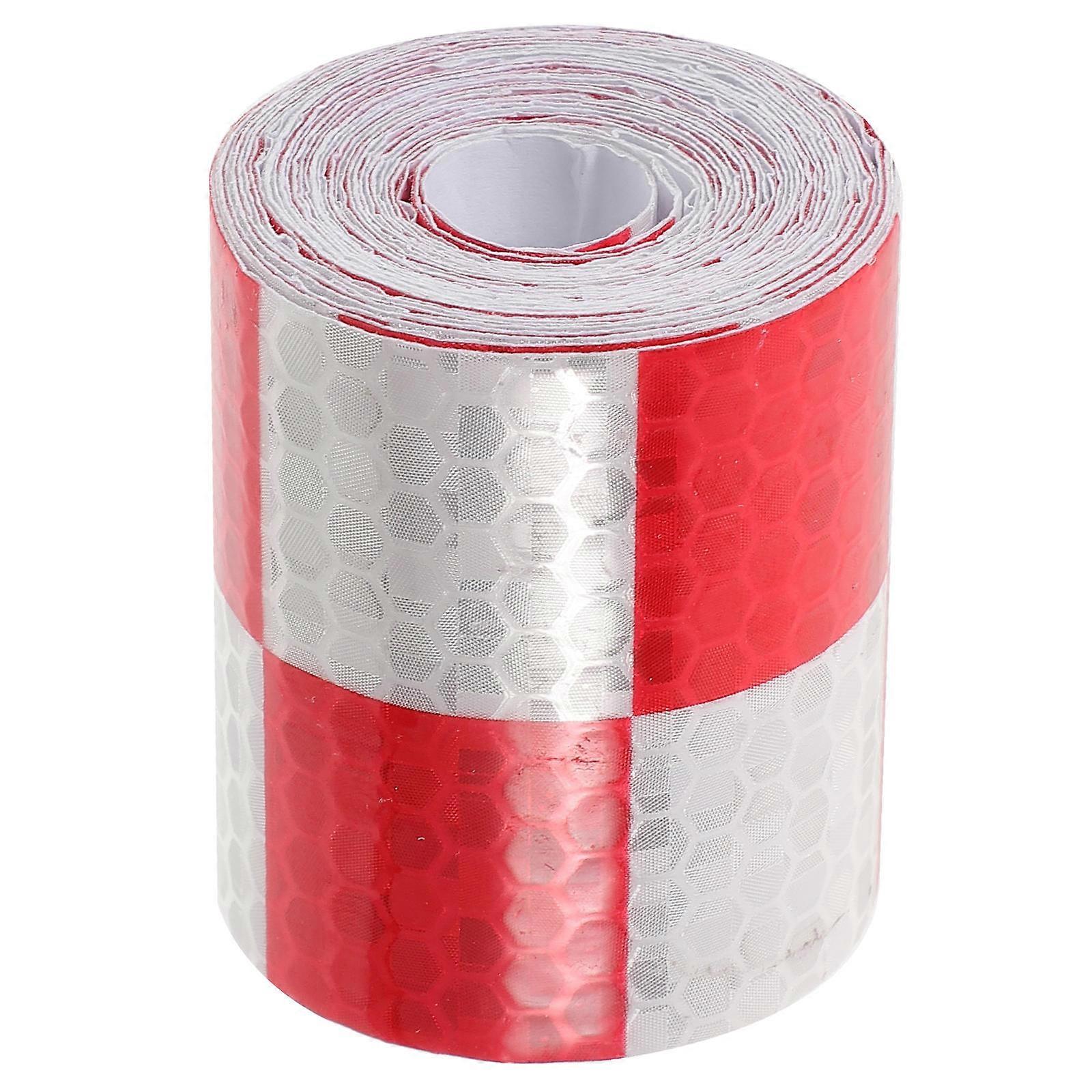 Safety Warning Reflective Bumper Sticker Car High Visibility Sticker Red and White Checkered 5cm x 300cm Driving Safety Enhancement 1Set