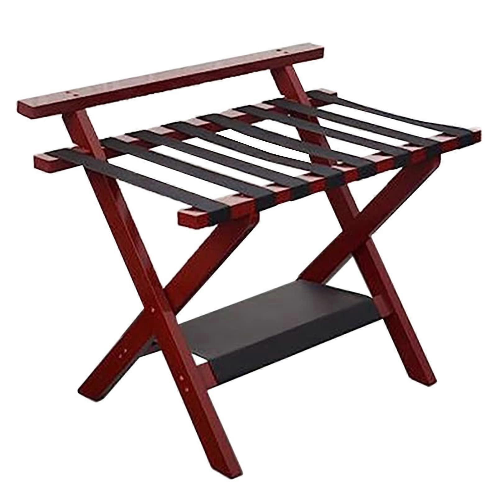 Luggage Stand for Suitcases Bamboo 2-Tier Foldable Luggage Rack With Shelf High Load Capacity for Bedroom and Guest Room