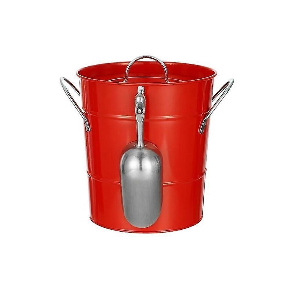 Ice Bucket Stainless Steel Ice Bucket with Lid, Portable Ice Bucket for Champagne Beer, Quality Ice Pellet Bucket Bar Accessories (Red) Red