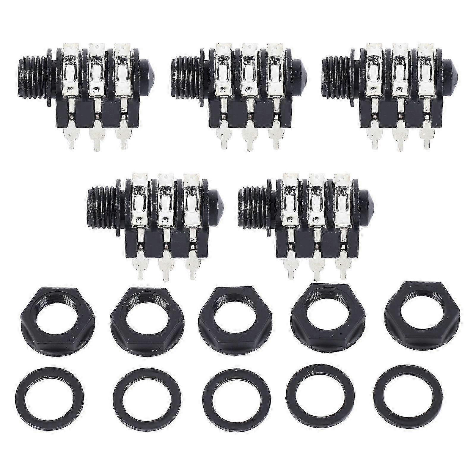 5Pcs Stereo Jack Socket 6.35mm 6P Microphone Connector Pickup Jack Socket for Replacement Forward