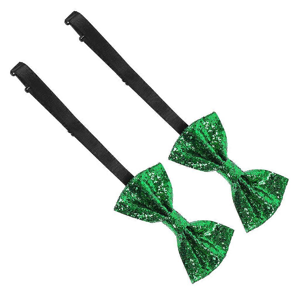 亮片领带可调节闪光领结男士预系婚礼派对绿色 2 件