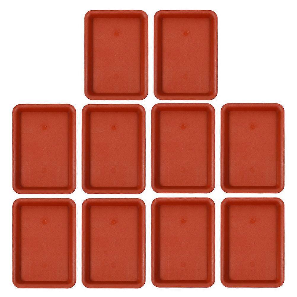 Flower Pot Saucers Plastic Rectangular Planter Tray For Bonsai Collection Showcase Bonsai Red 22.00X15.00X2.50CM Prevent Water Spills 10Pcs