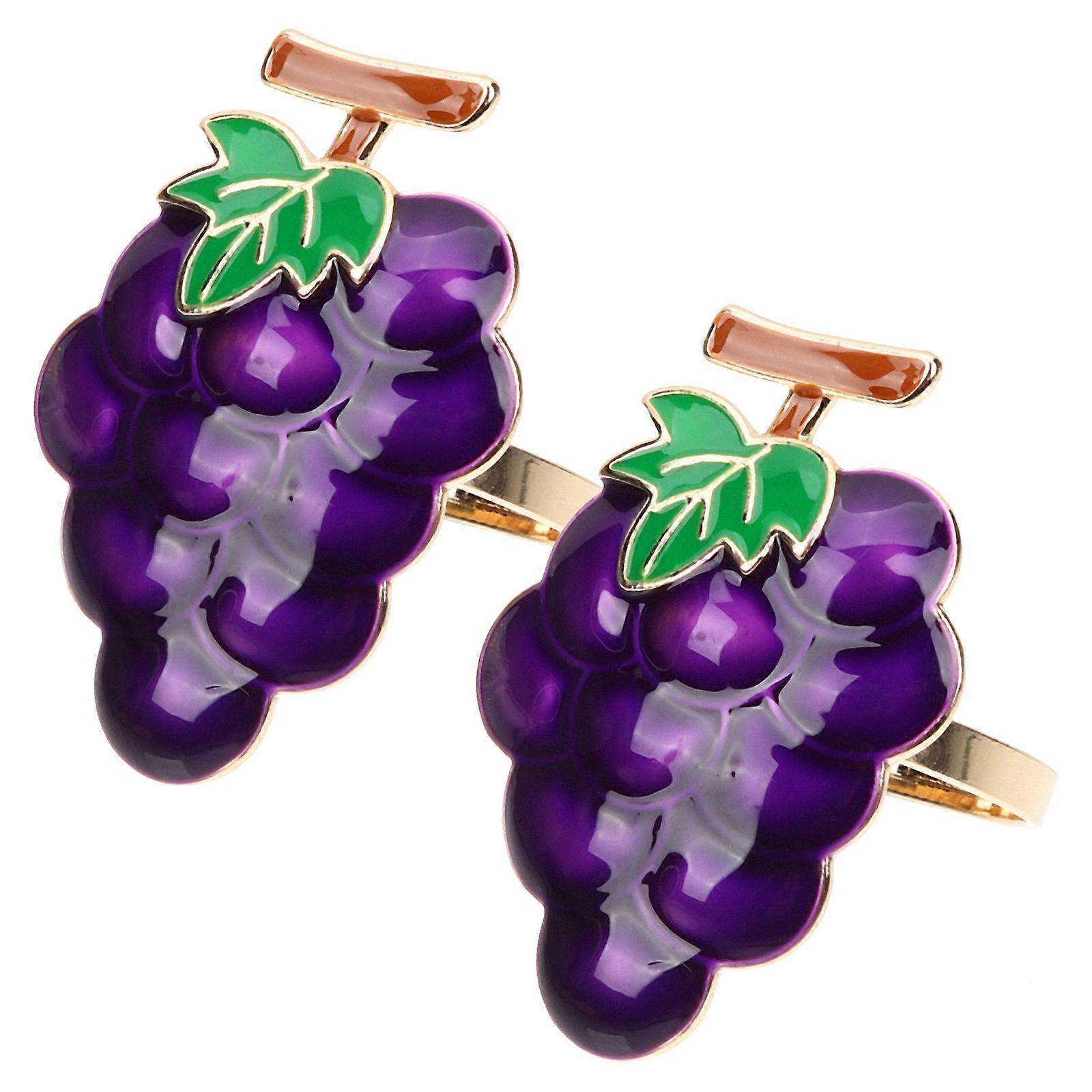 Table Setting Decor Unique Napkin Rings Grape Pattern Dinning Napkin Ring Holder Purple 5x3.6cm 2Pcs