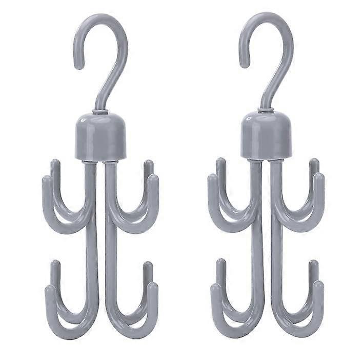 Belt Hanger, 2-Pack Cabinet Organizer With 8 Hooks, Rotating Hooks, Tie Hanger, Hanging Organizer For Hats And Wallets