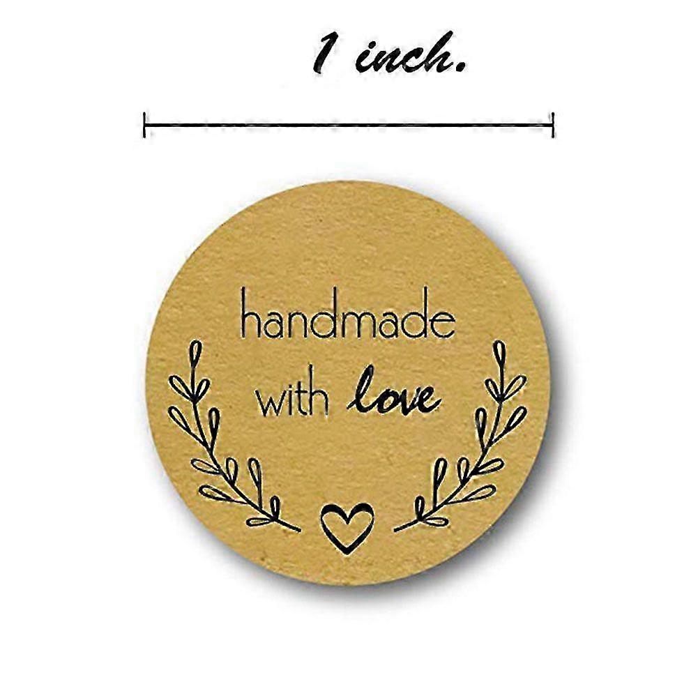 500Pcs Round Self Adhesive Kraft Paper Labels Gift Tags