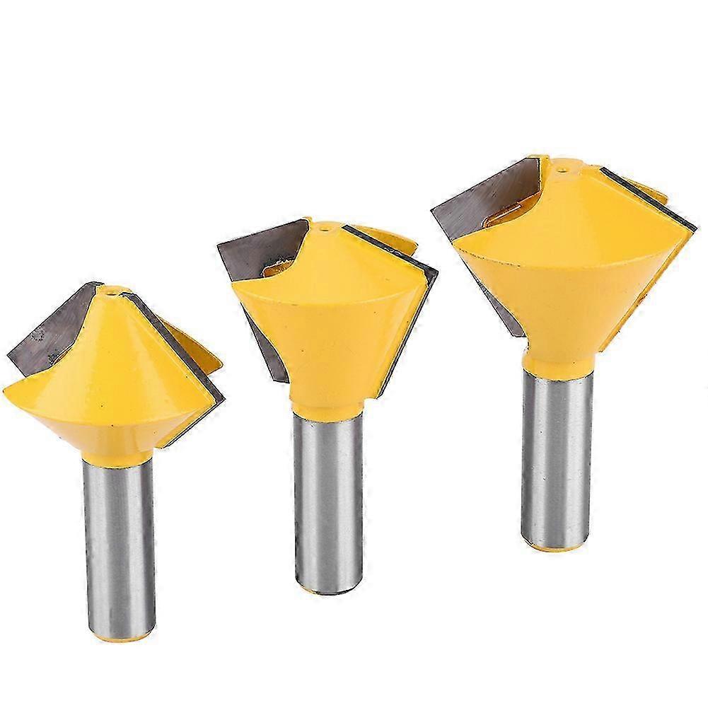 3pcs Set 1/2 Shank Bird's Mouth Glue Joint Router Bit for Woodworking