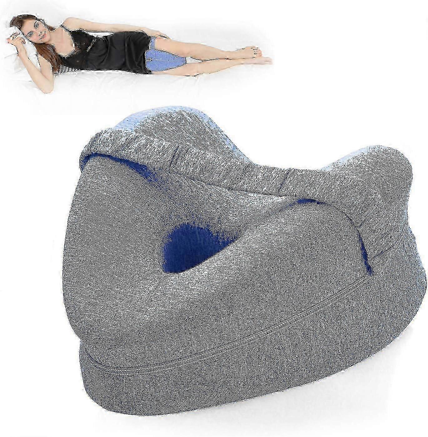 Ergonomic Leg Pillow, Memory Foam Knee Support Cushion with Strap for Side Sleeper